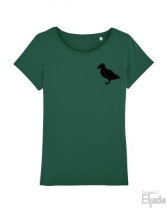 Groen t-shirt voor vrouwen met afbeelding van een puffin