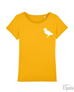 Geel t-shirt voor vrouwen met afbeelding van een puffin