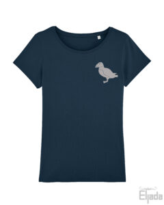 Blauw t-shirt voor vrouwen met afbeelding van een puffin
